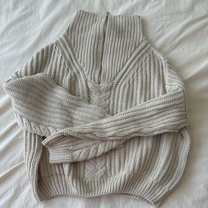 DISSH BARNETT STONE CABLE ZIP FRONT KNIT - 4 / NATURAL